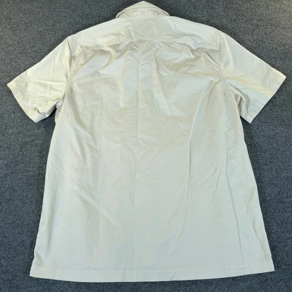 Banana Republic Mens Utility Shirt Stone White Cotton Twill Epaulets L #3948